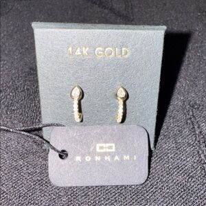 RON Hami 14K Gold pear Diamond hug Earrings
